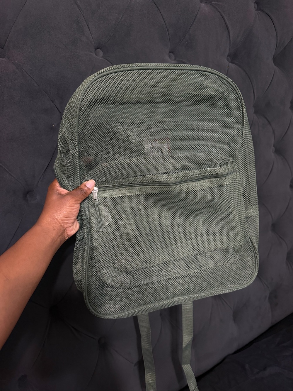 Mesh Casual Backpack in Olive Green